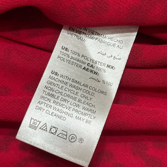 Chico’s Women Blouse Sz 3(16-18) Red/Black Chiffon Balloon Sleeves Holidays - Picture 8 of 10